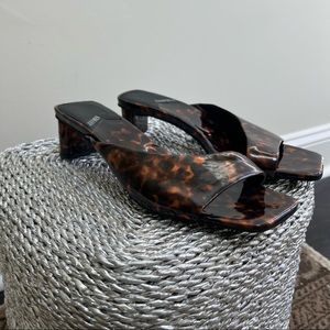 Jeffrey Campbell Tortoiseshell Brown Open-Toe Block Heel Sandals